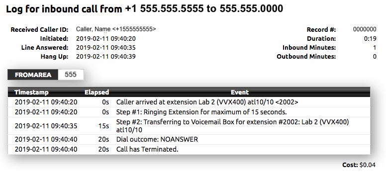 Detailed Call Log