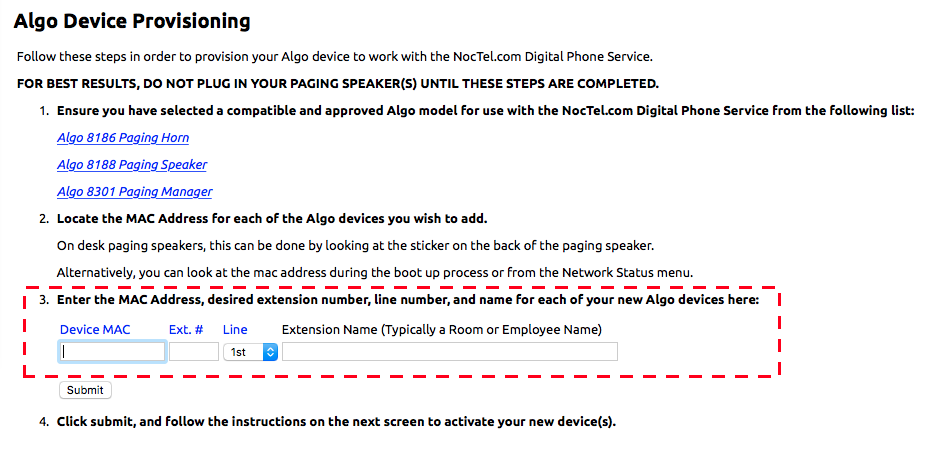 Algo Device Provisioning MAC